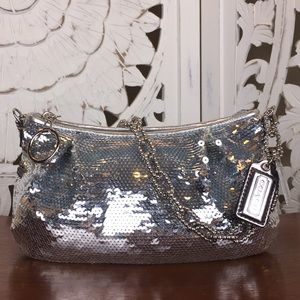 Coach Poppy Silver Sequin Bag RARE